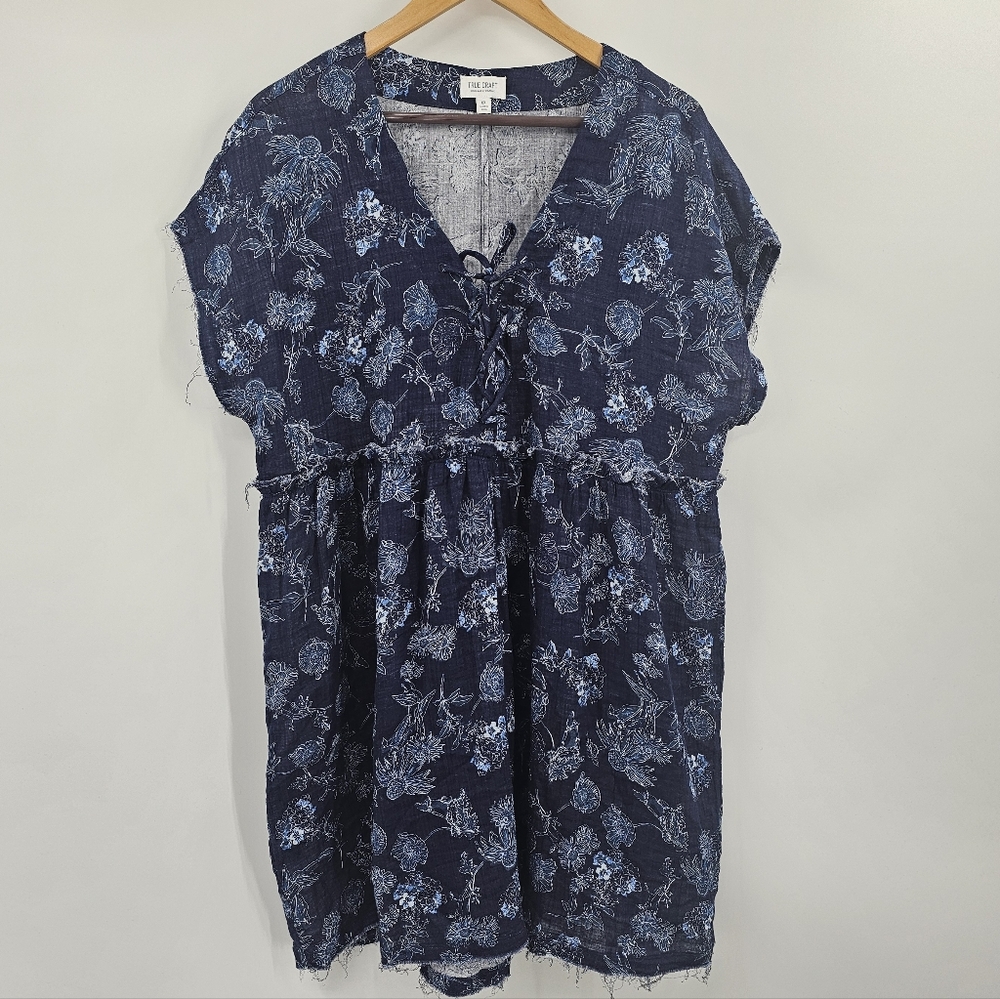 Muslim Blue Floral Swim Cover Size 1X